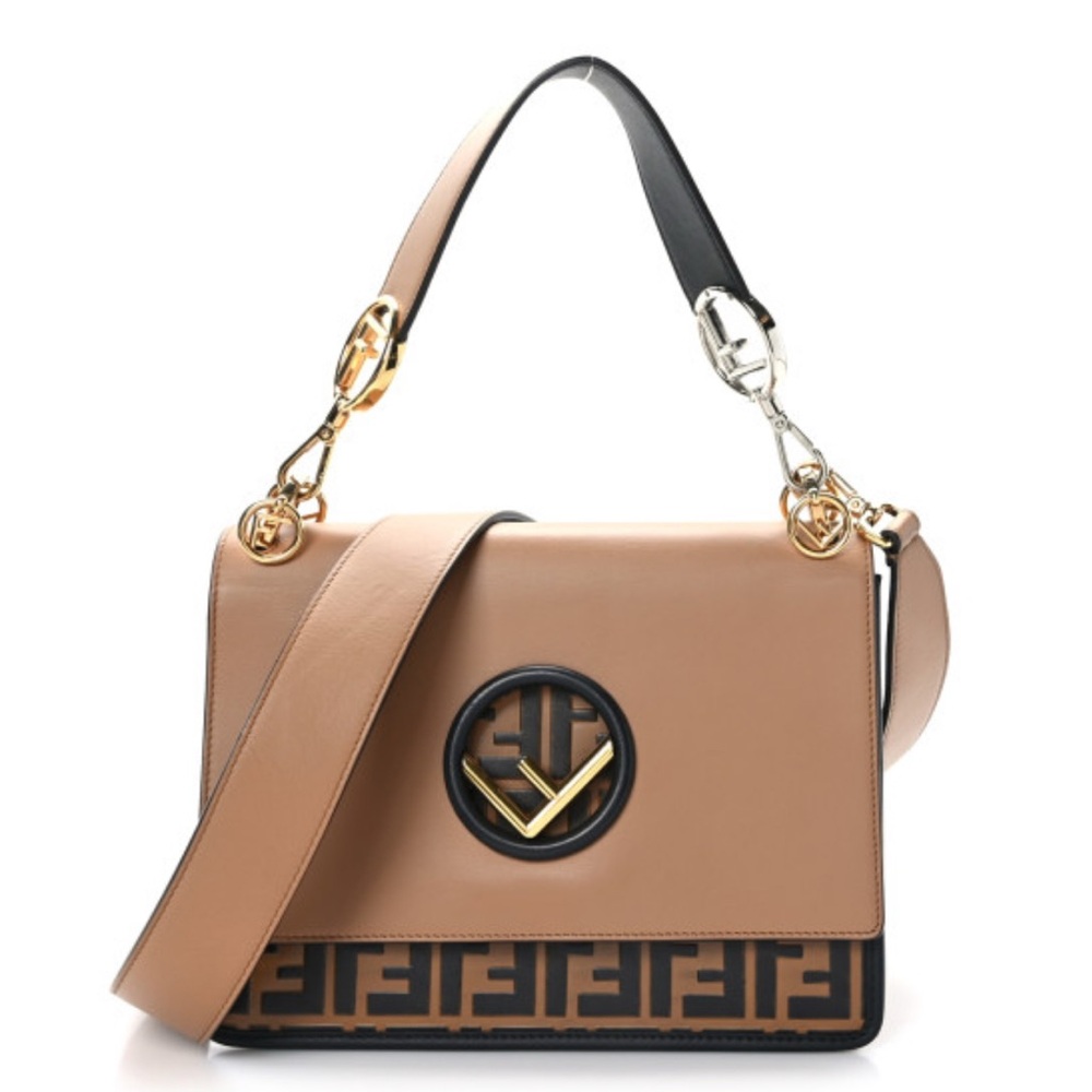 Pre-loved 💕Authentic Fendi Black and Tan Embossed Leather Century F is Fendi Kan - Picture 3 of 17